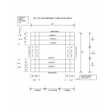 Tarp Machinery, No Flap 18' X 24', Machinery Tarp 18 Oz Gray - 5' Drop Tarp